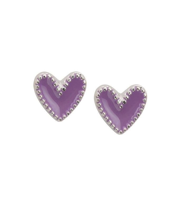 Luca + Danni Heart Stud Earrings In Purple