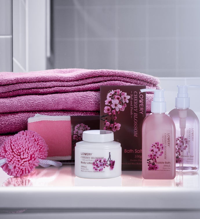 Valentines Day Gifts For Her, Spa Gift Basket in Cherry Blossom Fragrance