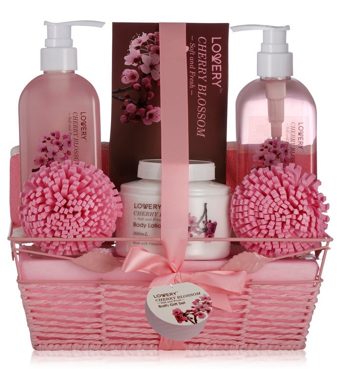 Valentines Day Gifts For Her, Spa Gift Basket in Cherry Blossom Fragrance