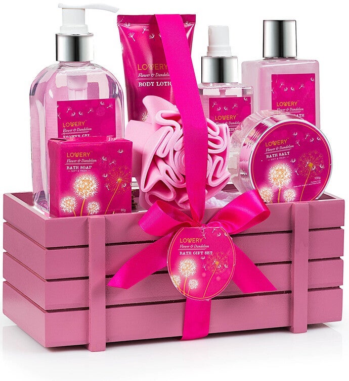 Valentine's Gift Baskets for Women   Luxury Flower Dandelion Spa Set