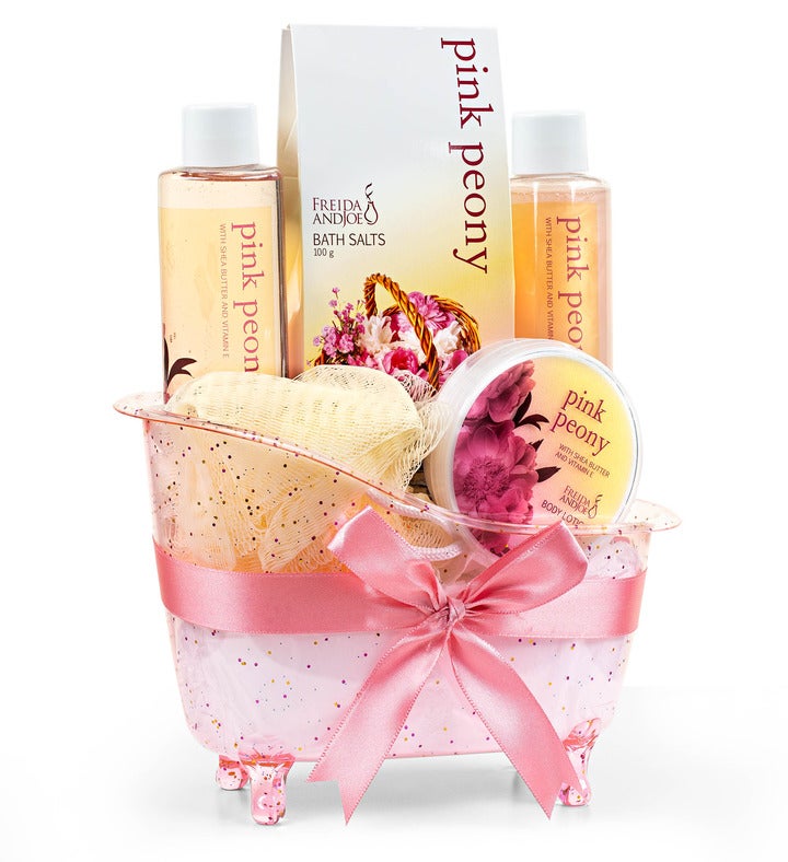 Peony Fragrance Bath & Body Spa Gift Set in a Tub Basket
