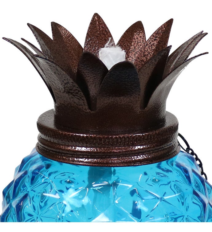 Tropical Pineapple 3-in-1 Yellow Glass Outdoor Torches - Set Of 2