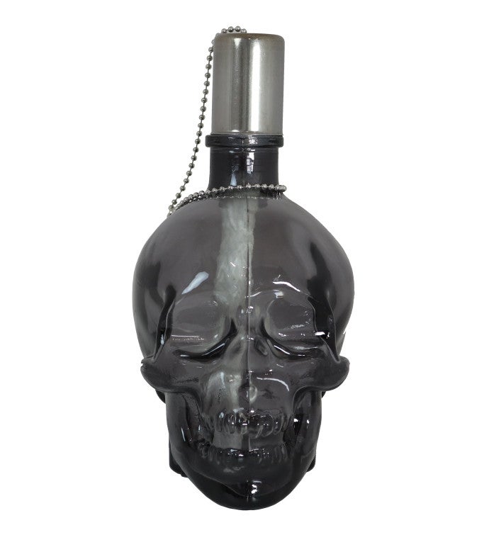 Grinning Skull Glass Tabletop Torches - Clear