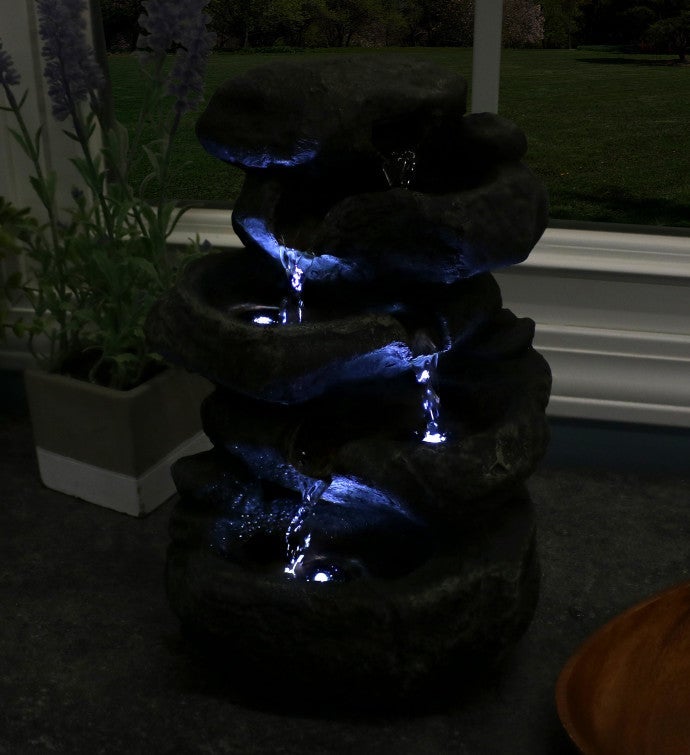 Indoor Stacked Rocks Tabletop Led Water Fountain 10.5 Inch