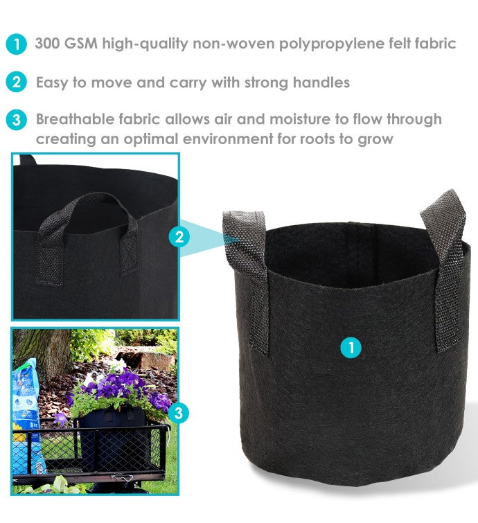 1-pack Garden Grown Bag With Handles - Non-woven Fabric - 2-gallon