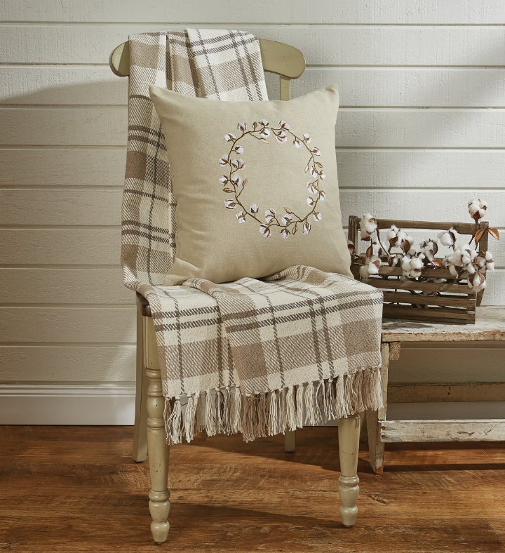 Park Designs In The Meadow Plaid Throw   White