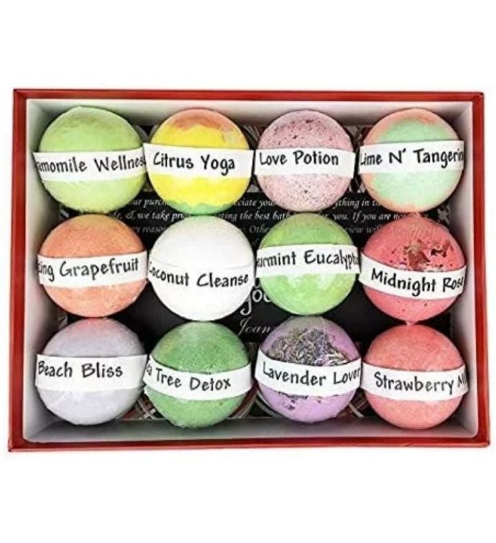 Bath Bombs Gift Set. 12 Premium Natural, Moisturizing, Bath Gift Set