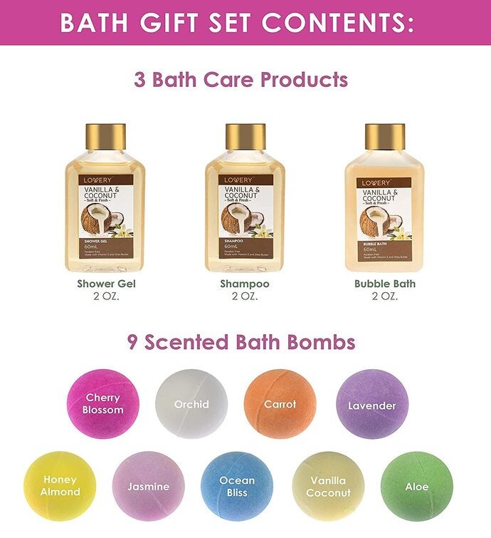 Bath Bombs Gift Set - Home Spa Set With 9 Oversized Scented Bath Bombs