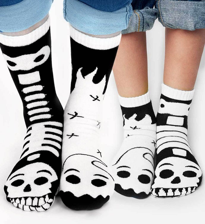 Ghost & Skeleton Pals   Adult + Kid Socks