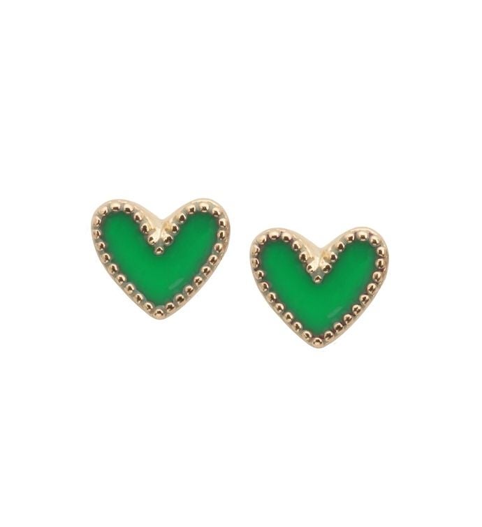 Luca + Danni Heart Stud Earrings In Green