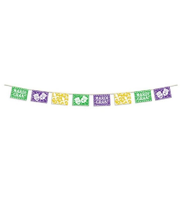 Club Pack Of 12 Purple And Green Picado Mardi Gras Banners 12'