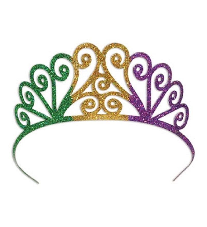Pack Of 6 Colored Women Adult Glittered Mardi Gras Tiaras   One Size