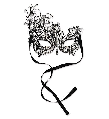 Pack Of 6 Black Swan Metal Filigree Mardi Gras Masquerade Masks - One Size