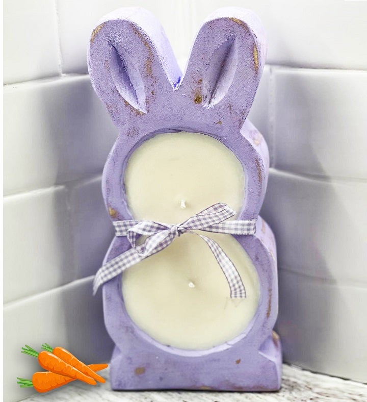 Spring Pink Bunny Dough Bowl Candle, Handmade In The Usa