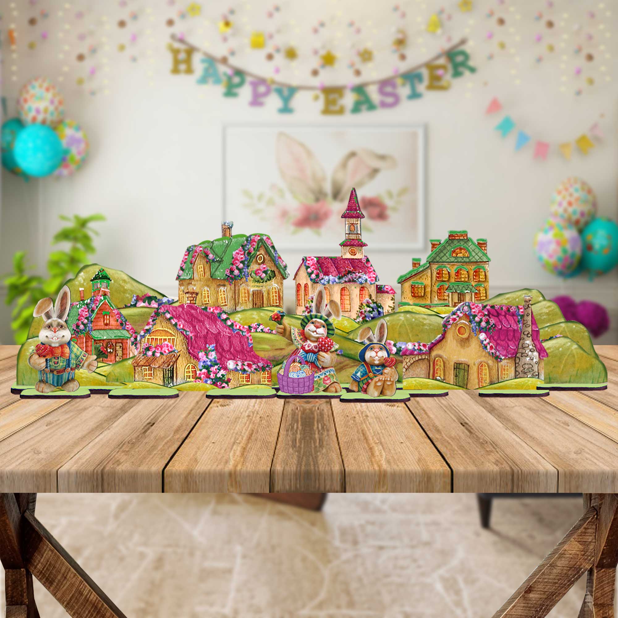 Easter Village Set Of 12 By G. Debrekht Easter Spring Décor