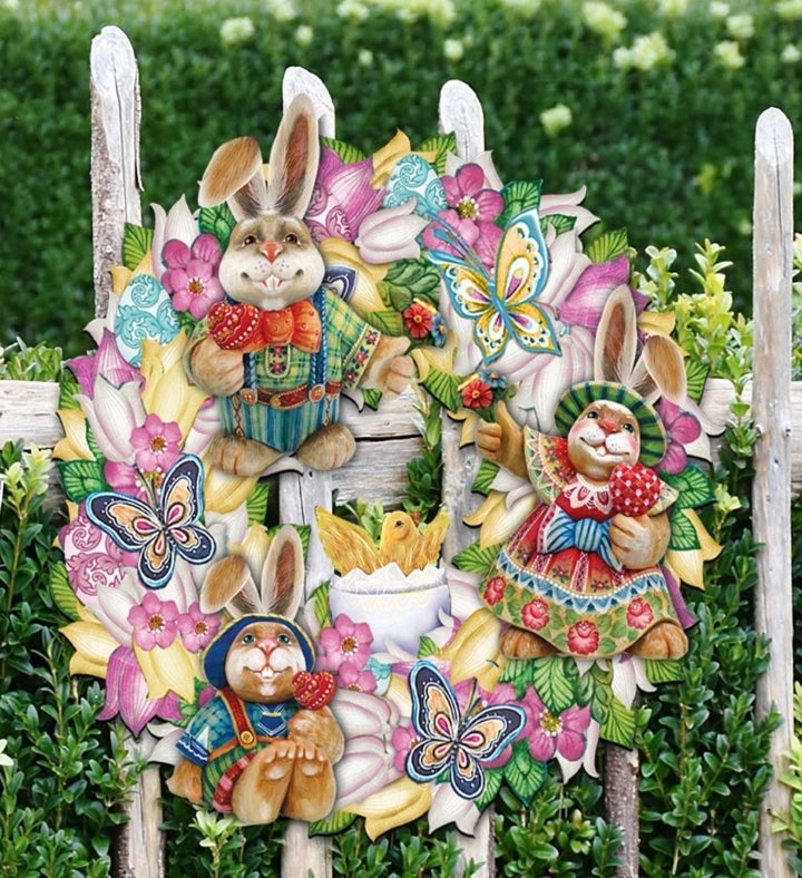 Easter Family Wreath Easter Outdoor Decor Large Ornament By G. Debrekht