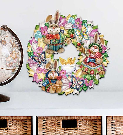 Easter Family Wreath Easter Outdoor Decor Large Ornament By G. Debrekht