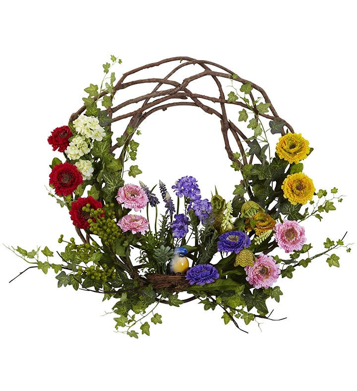 Nearly Natural 22” Spring Floral Wreath