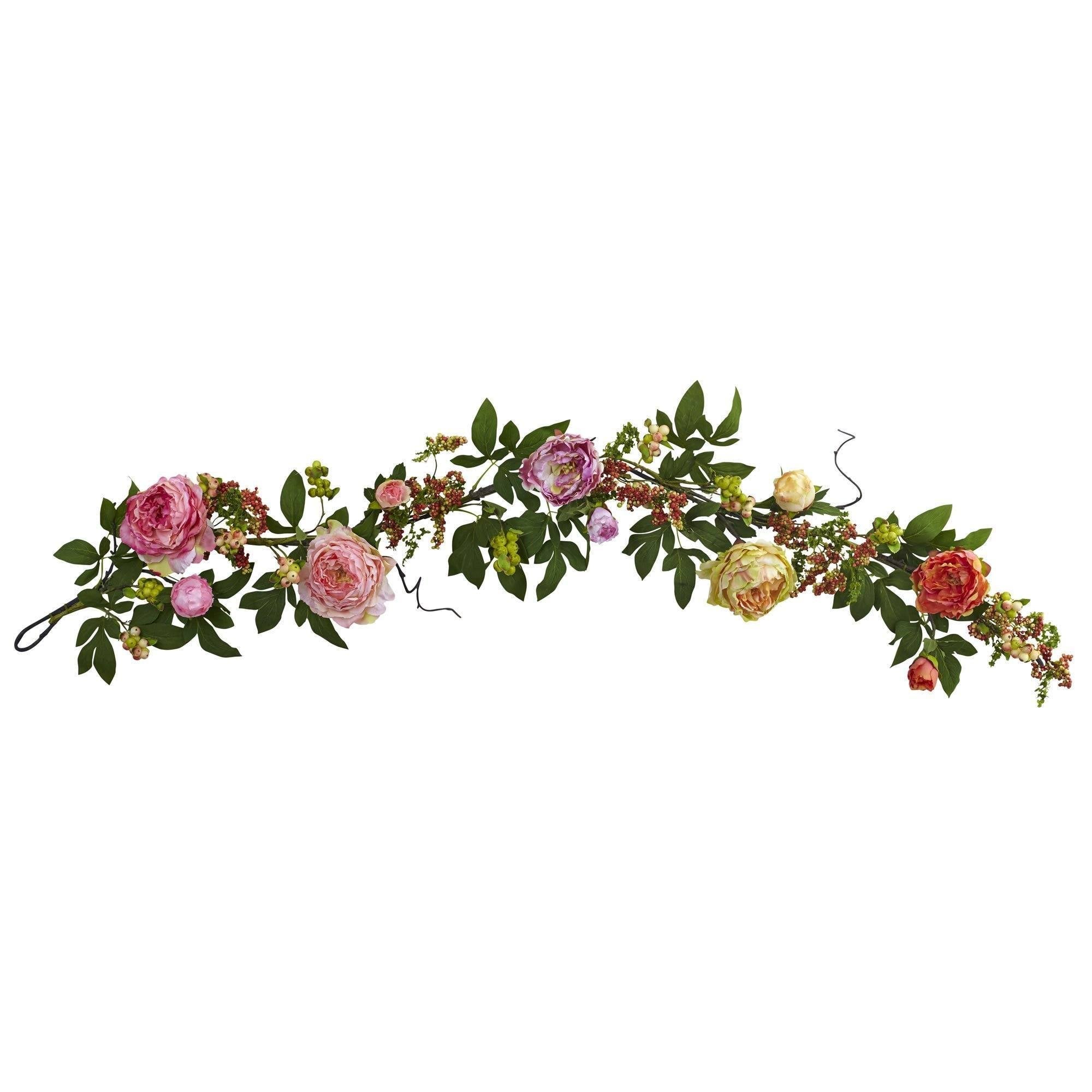 Nearly Natural 60'' Mixed Peony & Berry Garland