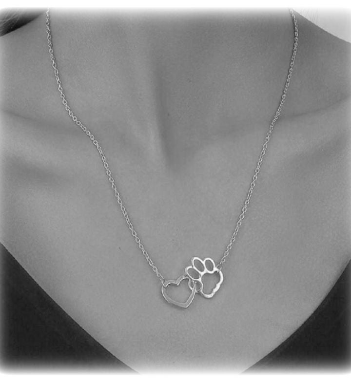 Loss Of Pet Sympathy Gift, Heart And Pawprint Memorial Necklace