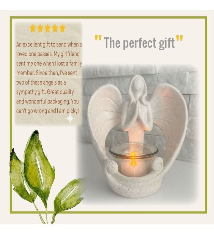 Angel Memorial Candleholder Sympathy Gift With Led Tealight Candle