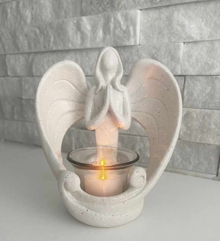 Angel Memorial Candleholder Sympathy Gift With Led Tealight Candle