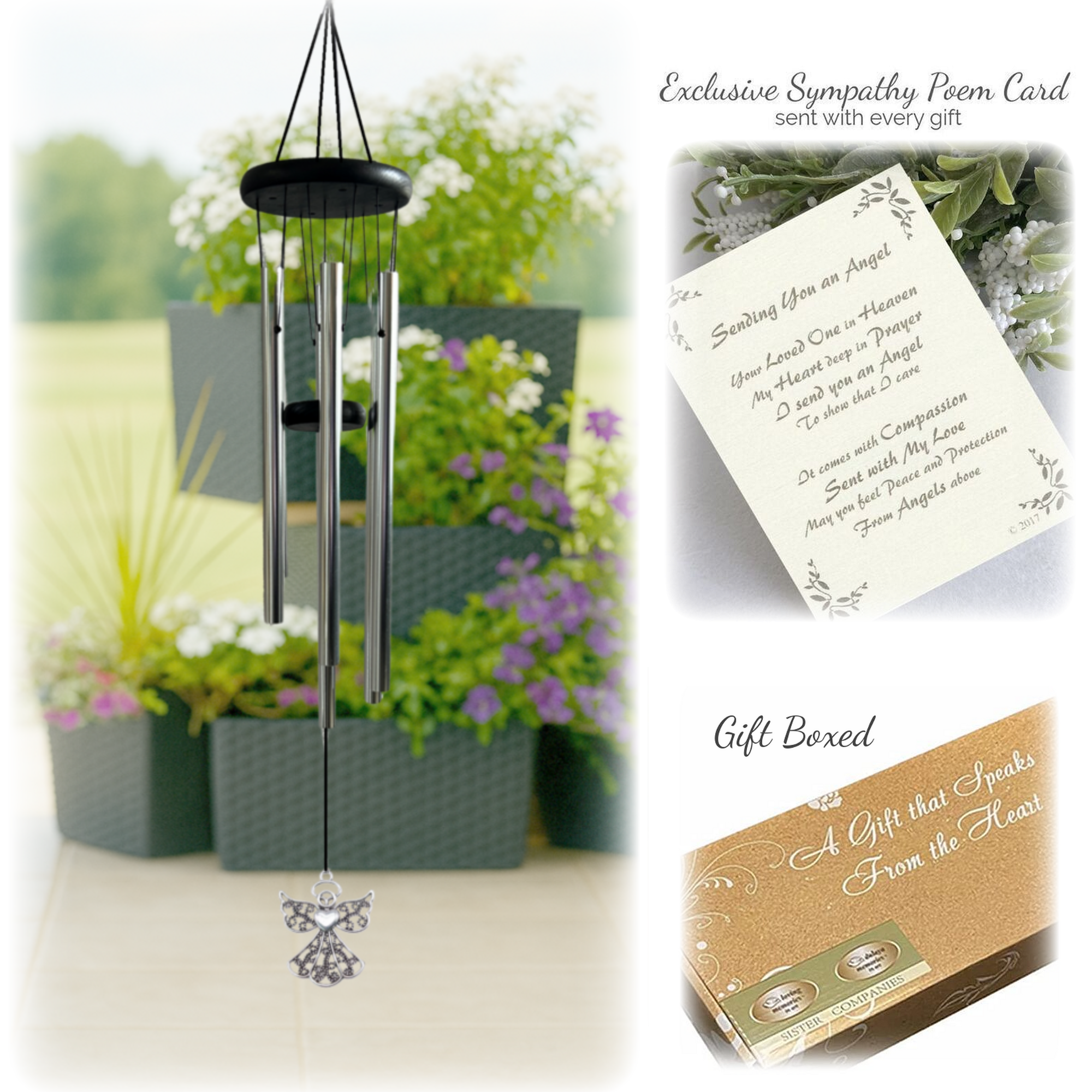 Angel Wings Memorial Wind Chime Sympathy Gift