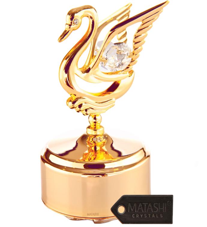 Matashi 24k Gold Plated Music Box With Crystal Studded Teapot