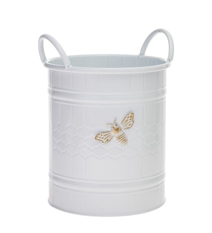 Round White Bee Buckets S/2