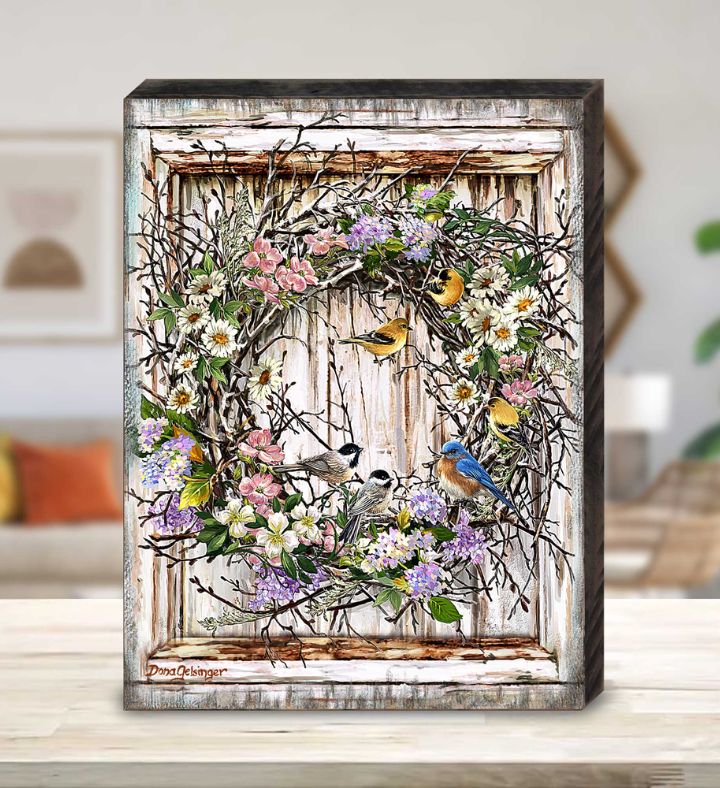 Spring Wreath Wooden Wall Art By D. Gelsinger Easter Spring Décor