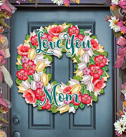 Love You Mom Wood Wreath