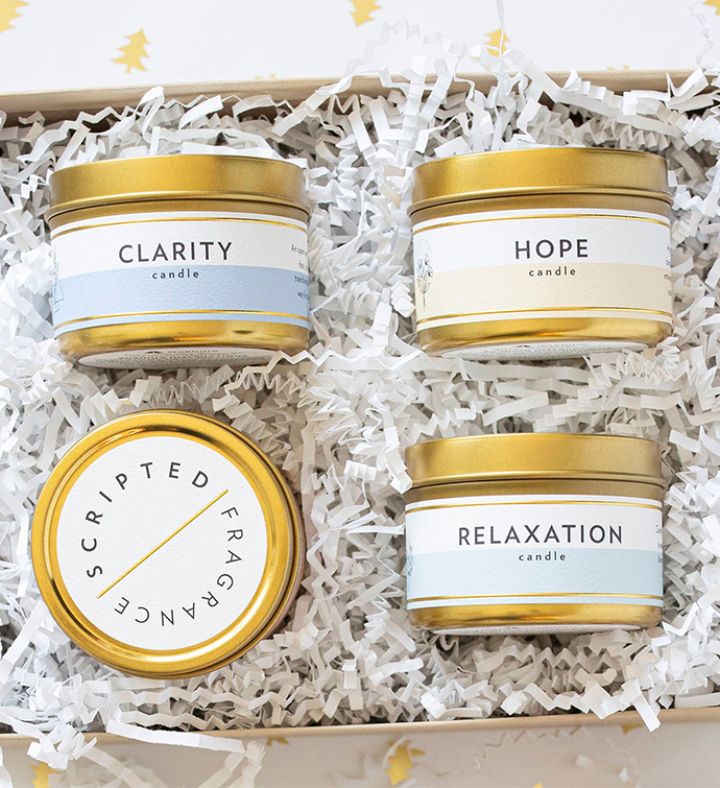 Meditation & Wellness Candle Gift Set In Mini Gold Tins