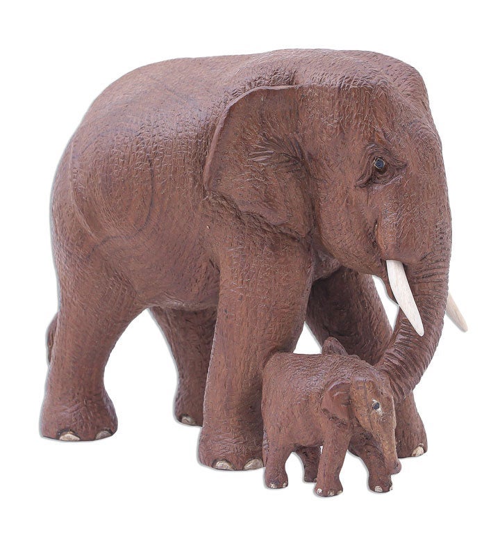 Novica Handmade Father And Baby Teak Wood Sculpture
