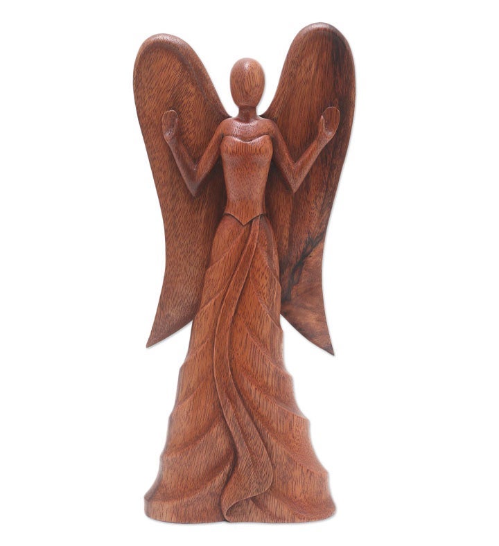 Novica Handmade Angel In Heaven Wood Statuette