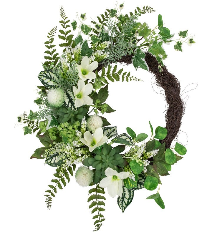 Hellebores And Ivy Artificial Spring Floral Wreath 24-inch