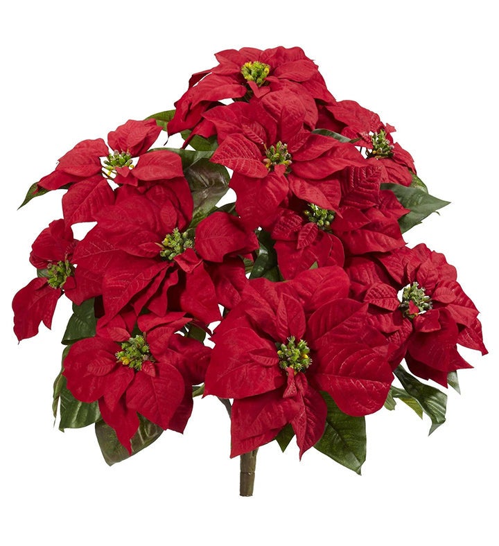 Nearly Natural 24” Poinsettia Artificial Plant  set Of 2