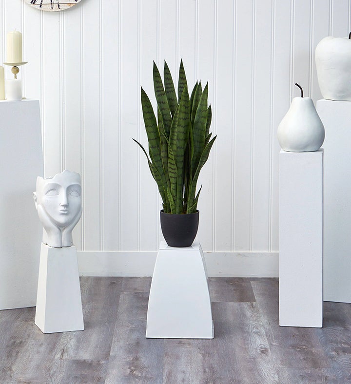 Nearly Natural Sansevieria W/black Planter