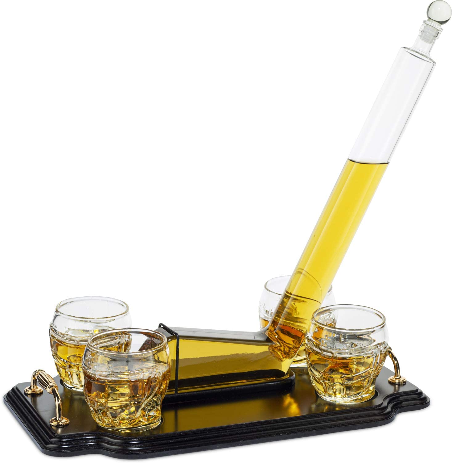 Ice Hockey Whiskey Decanter Set With 4 Helmet Whiskey Glasses