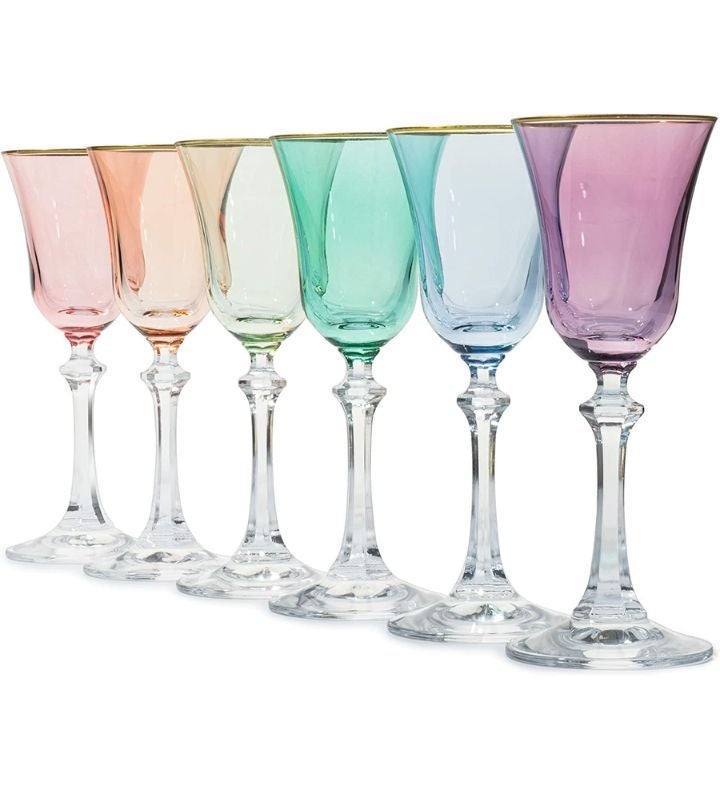 Murano Colored Glassware Set Of 6 Wine Glasses By The Wine Savant