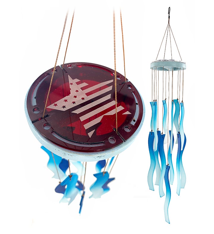 Stars And Stripes 4th Of July Sea Glass Red, White And Blue Wind Chime