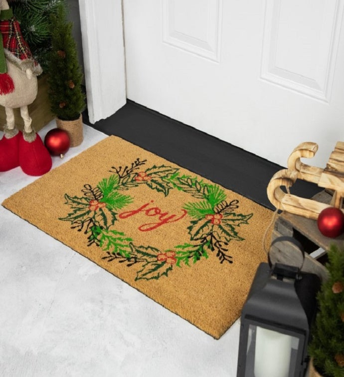 Joy Doormat Winter Doormat Joy Decor Christmas Doormat 