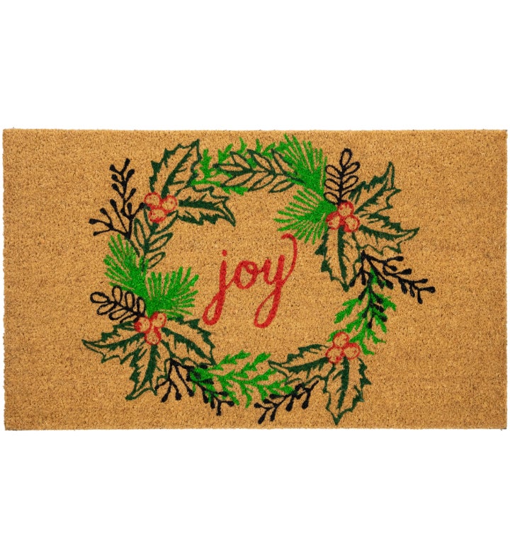 "Joy" Christmas Wreath Outdoor Doormat