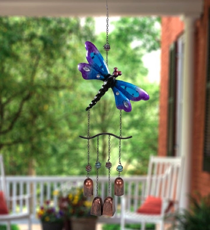 24" Purple and Bronze Dragonfly Outdoor Garden Windchime