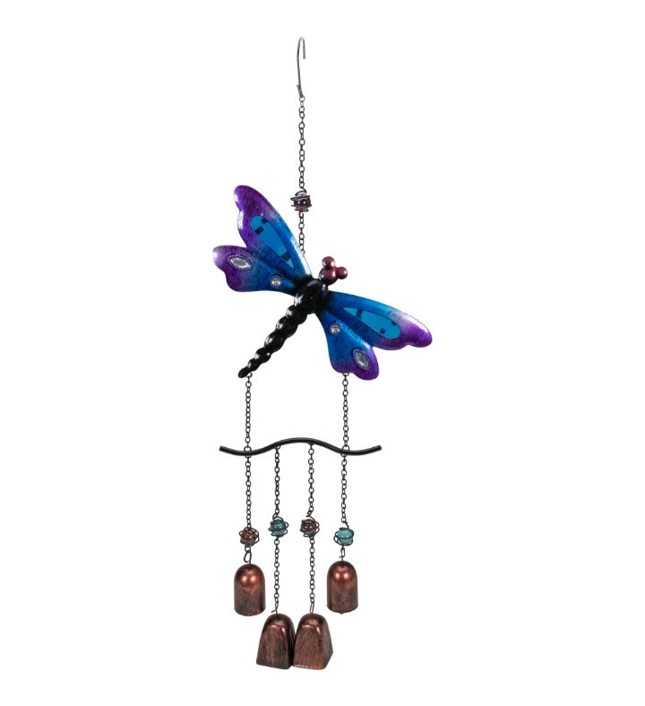 24" Purple and Bronze Dragonfly Outdoor Garden Windchime