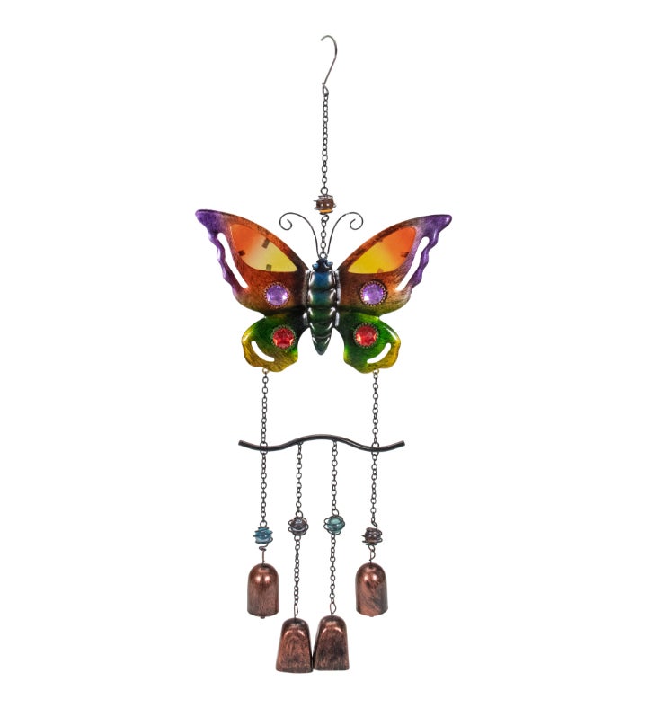 24&quot; Purple and Bronze Butterfly Outdoor Garden Windchime