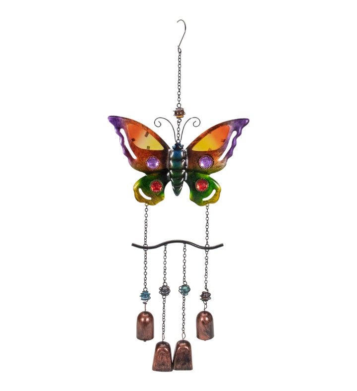 24" Purple and Bronze Butterfly Outdoor Garden Windchime