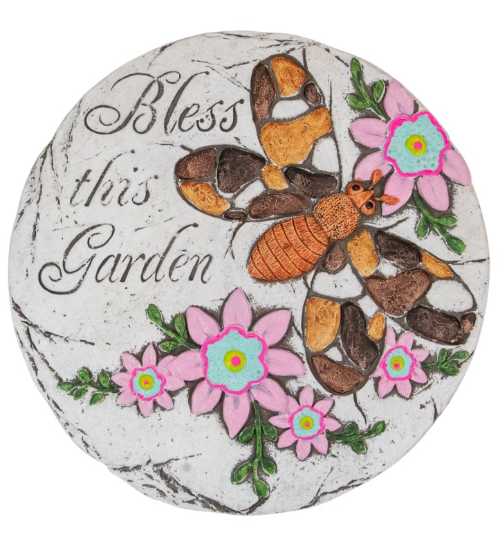 10" Bless this Garden Outdoor Floral Garden Stone