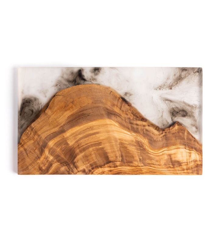 Jeanne Fitz Olive Wood + Resin Serving Board, Grey