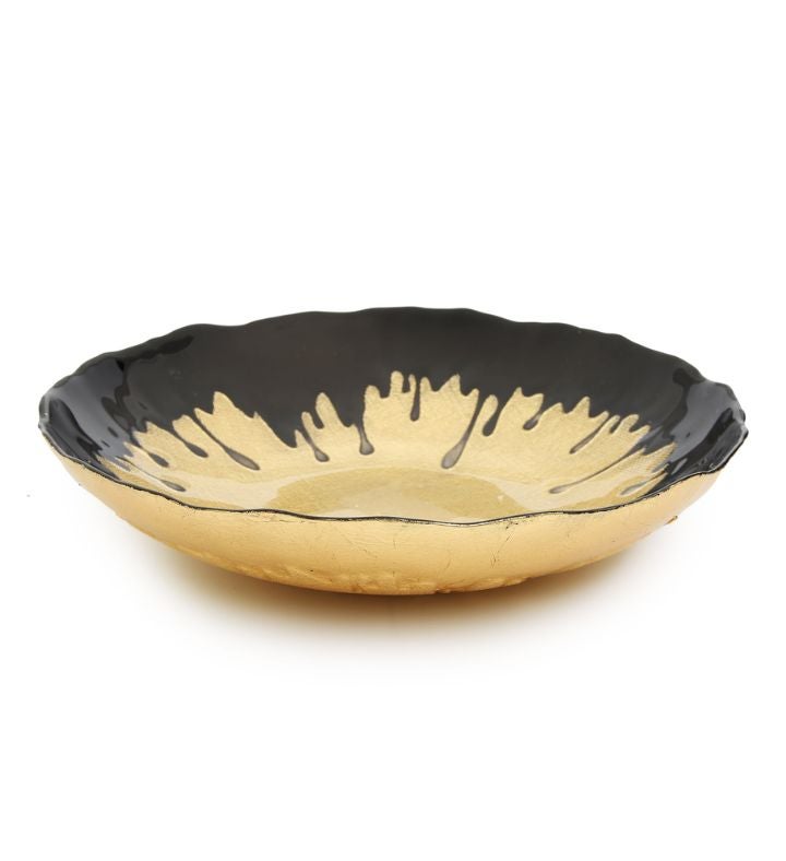 ."d Black Dipped Gold Salad Bowl