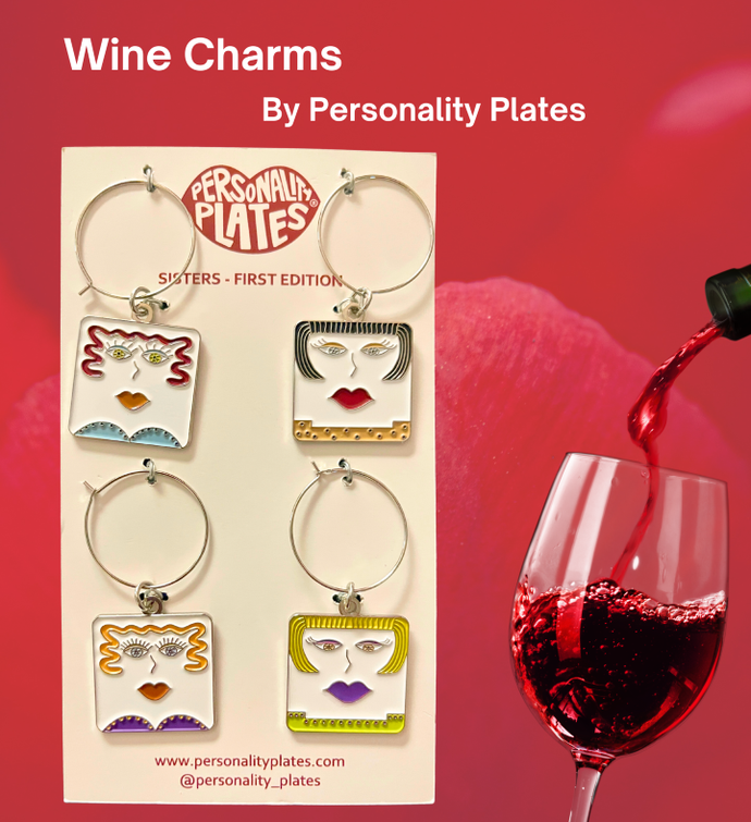 Sisters Personality Plates Wine Charms - Sisters, Wine Accessories